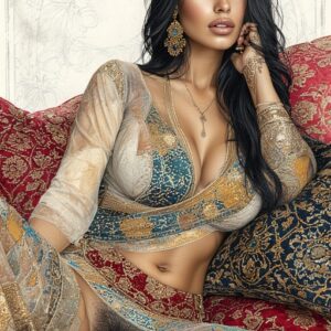 Exotic Reclining Beauty in Tribal Adornments