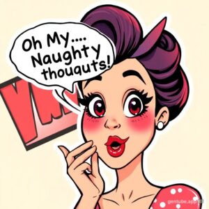 Oh My... Naughty Thoughts! Retro Pinup Sticker